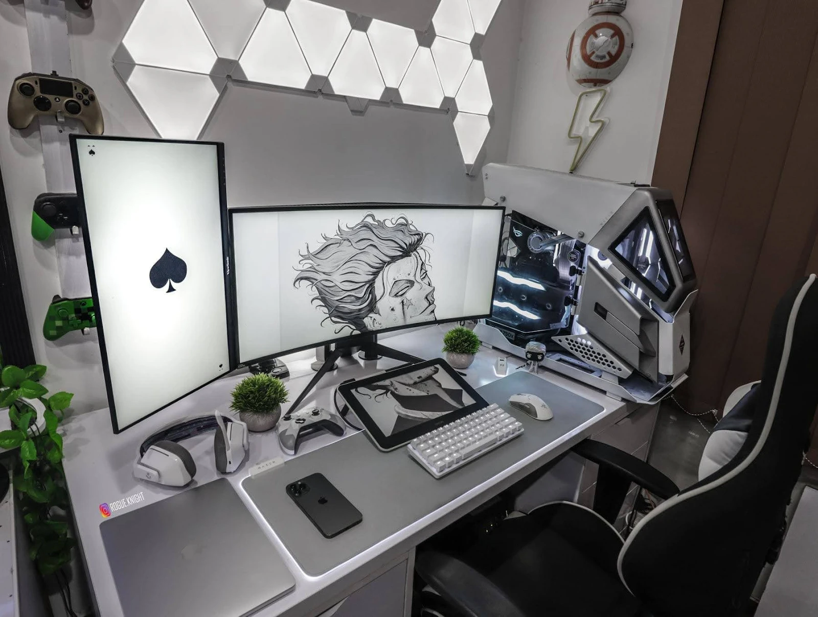 All White Gaming Setup