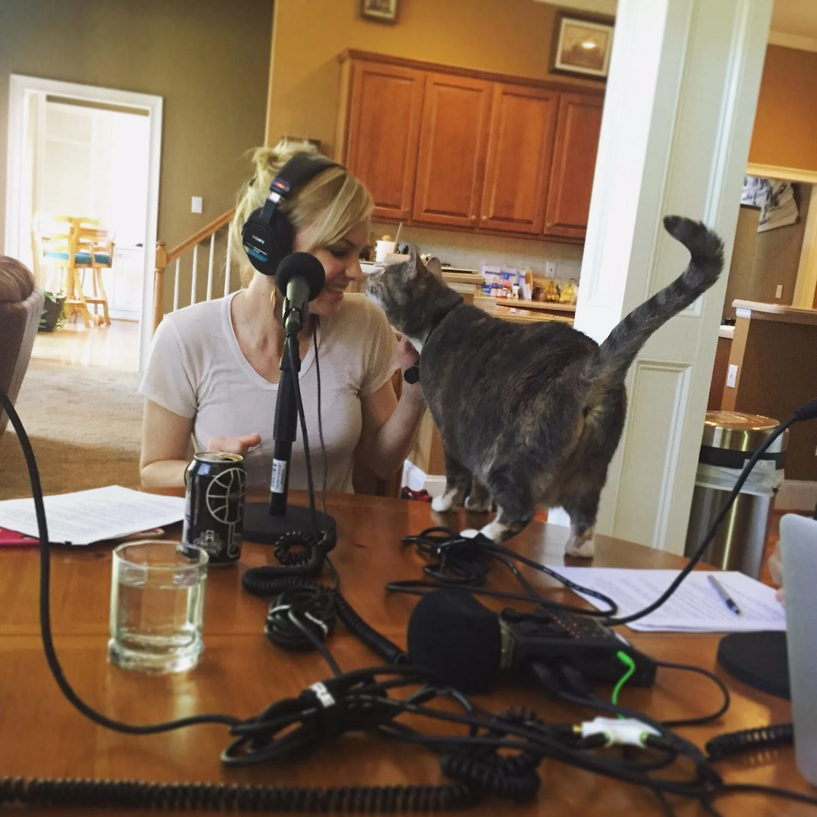 anna faris podcaster desk setup