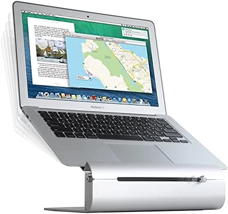Rain Design iLevel2 Adjustable Height Laptop Stand (Patented), Angled Ergonomic Laptop Riser, Aluminum Computer Elevator for Office or Home Desk Setup, Compatible with MacBook Air Pro