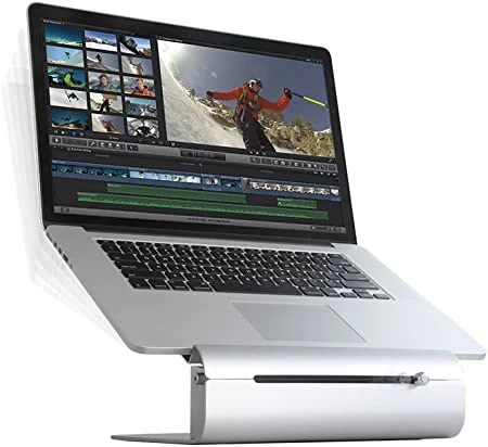 Rain Design iLevel2 Adjustable Height Laptop Stand (Patented), Angled Ergonomic Laptop Riser, Aluminum Computer Elevator for Office or Home Desk Setup, Compatible with MacBook Air Pro