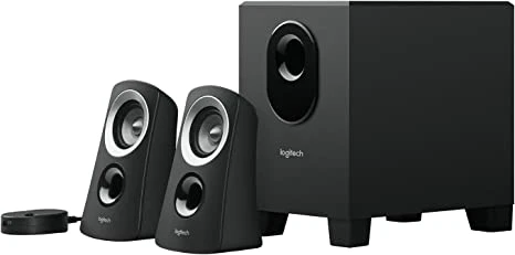 Logitech Z313 2.1 Multimedia Speaker System with Subwoofer, Full Range Audio, 50 Watts Peak Power, Strong Bass, 3.5mm Audio Inputs, UK Plug, PC/PS4/Xbox/TV/Smartphone/Tablet/Music Player - Black